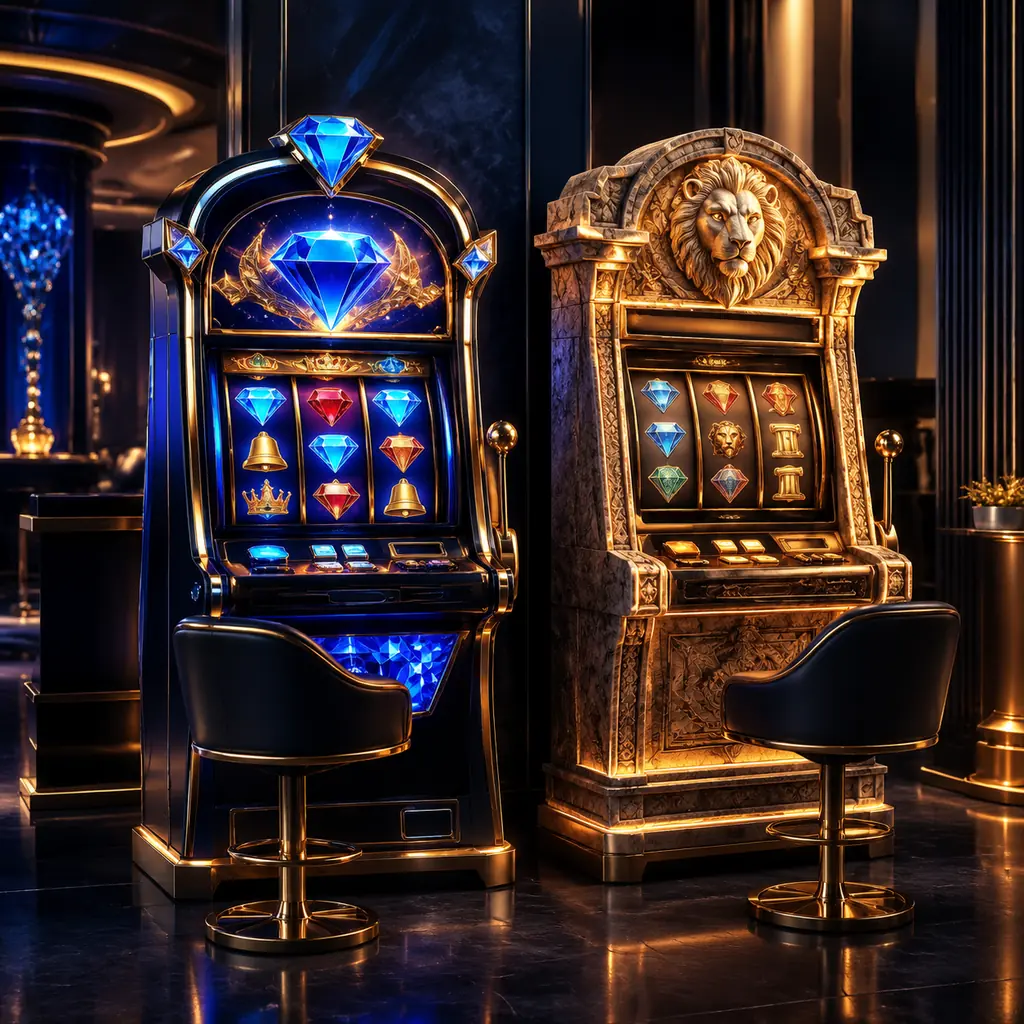 Dua mesin slot dengan tema permata dan batu