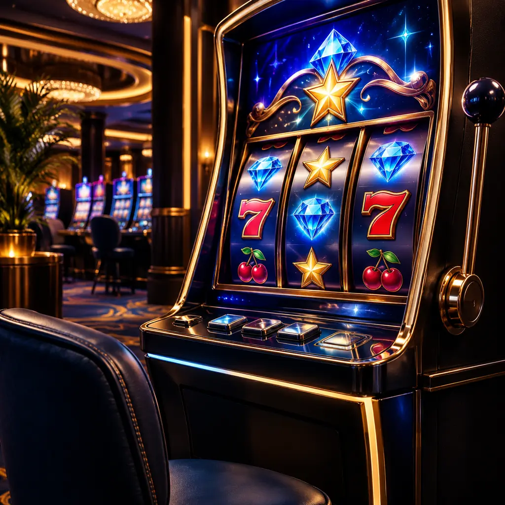 Mesin slot dengan motif permata dan bintang