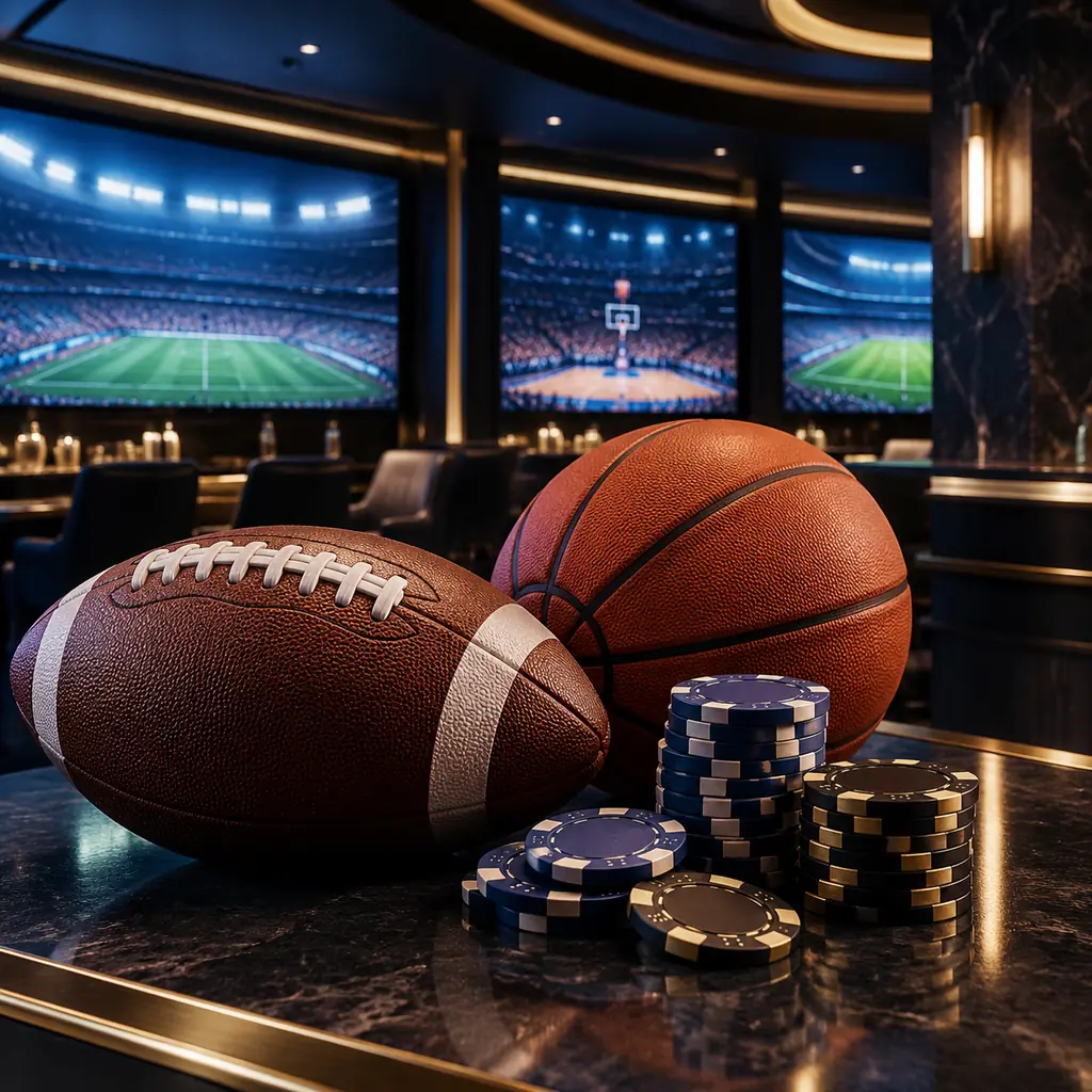Bola sepak dan bola basket di sudut sportsbook